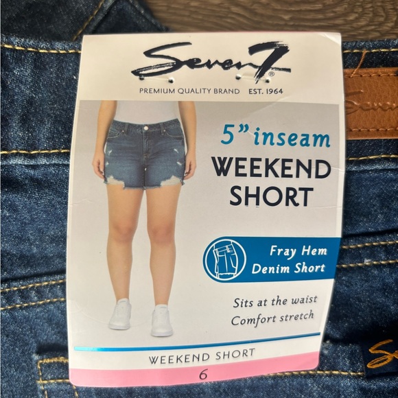 NWT Seven7 Dark Blue Distressed Denim Cutoff Shorts - Picture 3 of 3